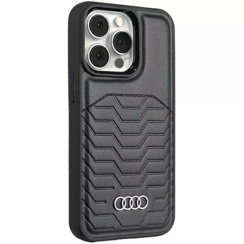Audi Kunstleder MagSafe iPhone 15 Pro 6.1 Hard Case Schwarz