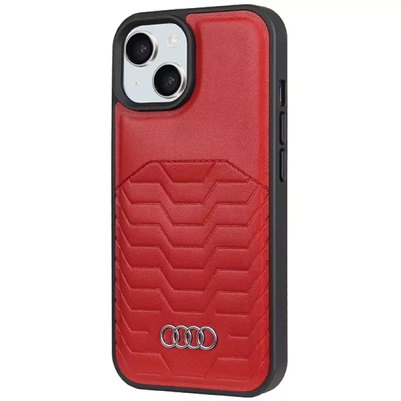 Audi Kunstleder MagSafe Hard Case für iPhone 15 / 14 / 13 6,1 inch - Rot