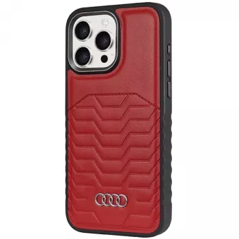 Audi Kunstleder MagSafe Hard Case für Apple iPhone 15 Pro 6,1 inch Rot