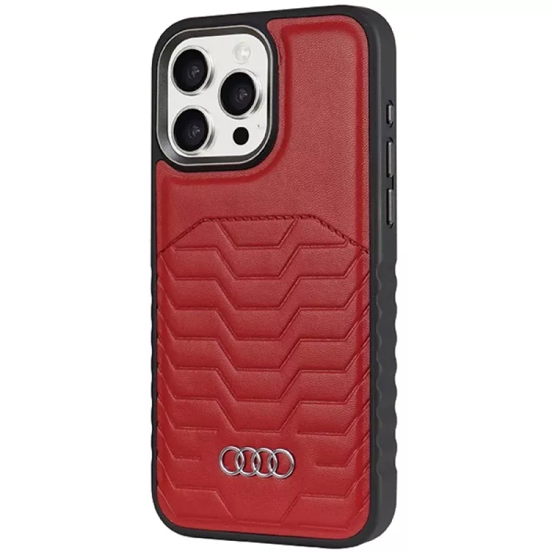 Audi Kunstleder MagSafe Hard Case für Apple iPhone 15 Pro 6,1 inch Rot