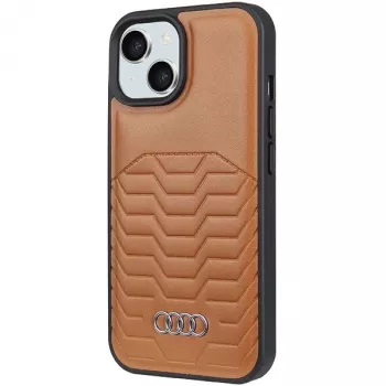 Audi Kunstleder MagSafe Hard Case für Apple iPhone 15 Plus / 14 Plus 6,7 inch Braun