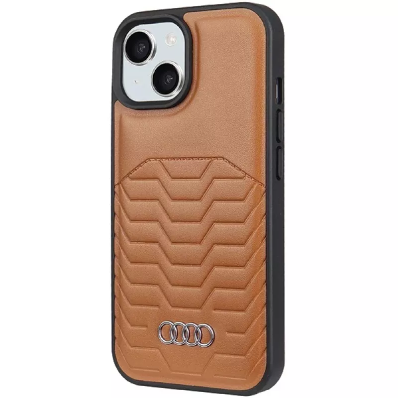 Audi Kunstleder MagSafe Hard Case für Apple iPhone 15 Plus / 14 Plus 6,7 inch Braun