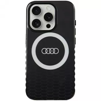 Audi IML Big Logo MagSafe Case für iPhone 15 Pro 6,1 inch Schwarz Hartschale