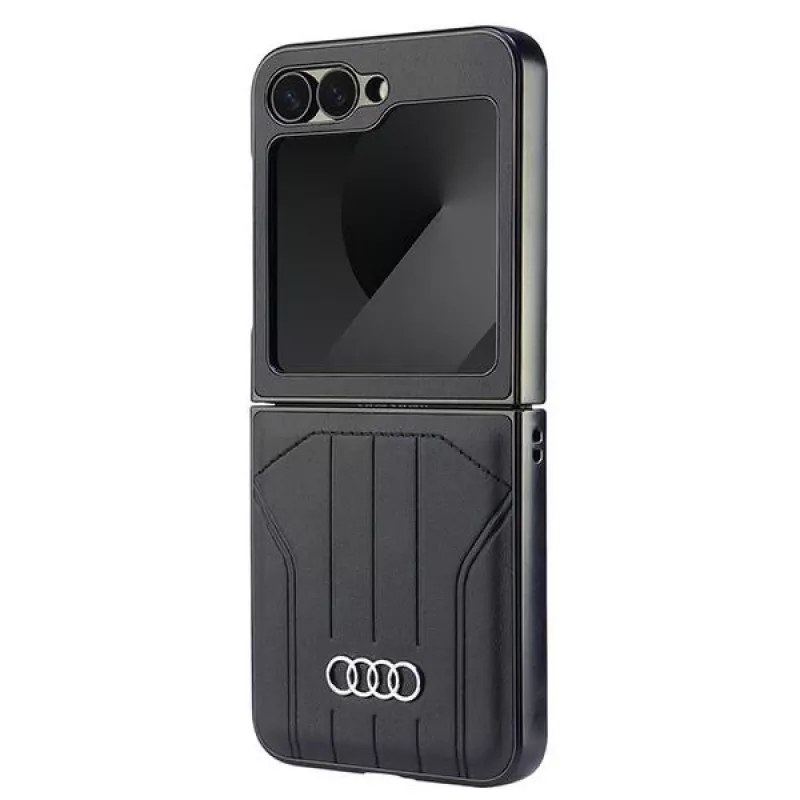 Audi Kunstleder MagSafe Hard Case für Samsung Galaxy Z Flip 6, Schwarz, AU-TPUPCFlip6-Q5/D1-BK