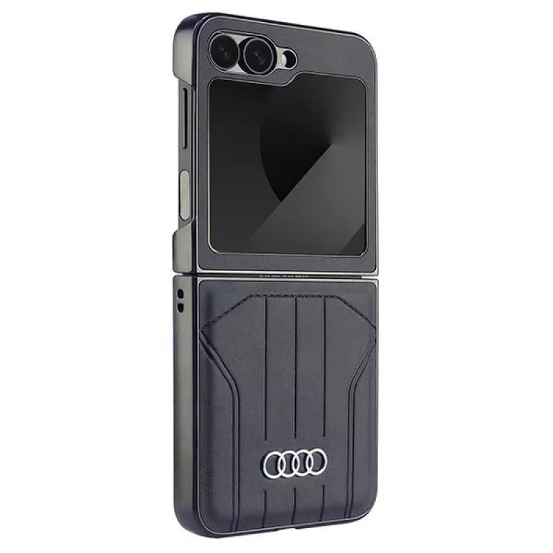 Audi Kunstleder MagSafe Hard Case für Samsung Galaxy Z Flip 6, Schwarz, AU-TPUPCFlip6-Q5/D1-BK