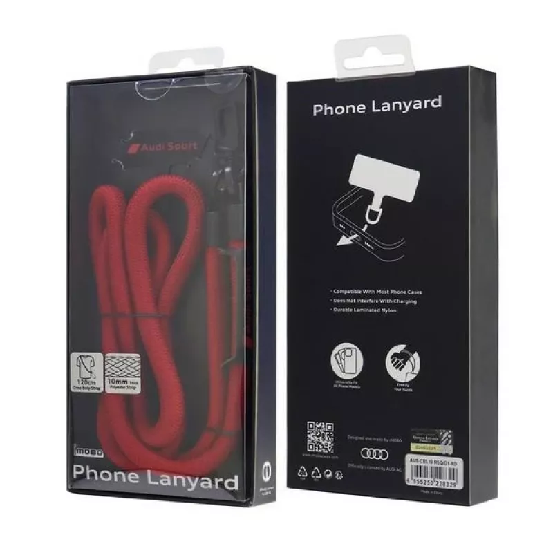 Audi Universal Phone Lanyard 120cm 10mm Crossbody Red AUS-CBL10-RSQ/D1-RD