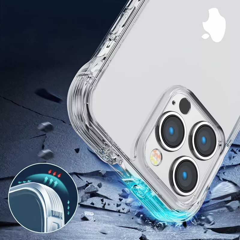 Joyroom Defender Series Rugged Case für Apple iPhone 14 Plus, Transparent, mit Kickstand und Lanyard-Haken (JR-14H3)