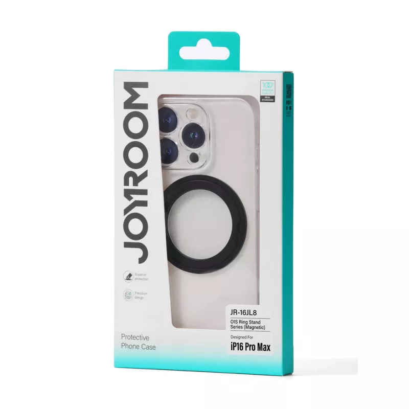 JOYROOM JR-16JL6 Ultra-Dünnes MagSafe Case für iPhone 16 Pro Max mit 360° drehbarem Ringständer - Schwarz