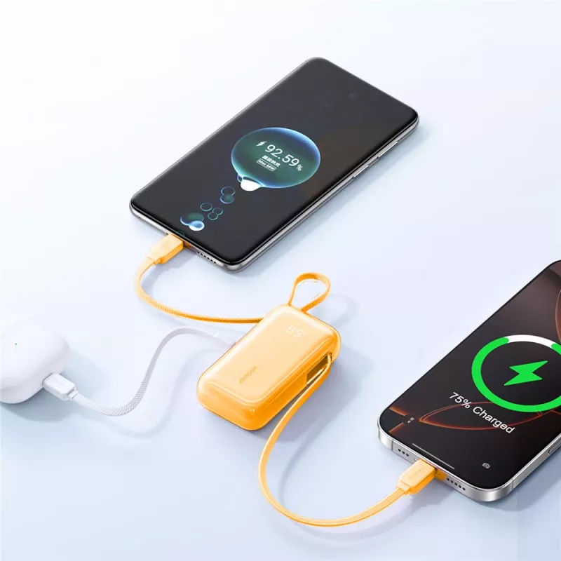 Joyroom JR-PR2 Power Bank 35W 10000mAh mit integrierten USB-C- und Lightning-Kabeln - Orange