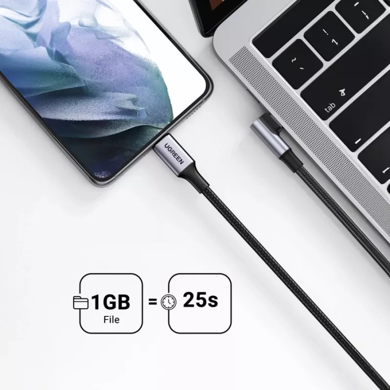 UGREEN USB-C auf USB-C Winkelkabel US334 5A PD 100W 2m Schwarz