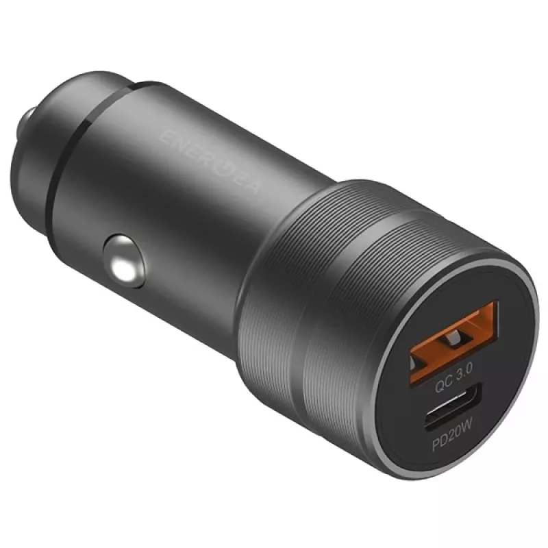 ENERGEA Alu Drive PD20+ Car Charger 38W 1xUSB-A + 1xUSB-C PD QC3.0 Gunmetal