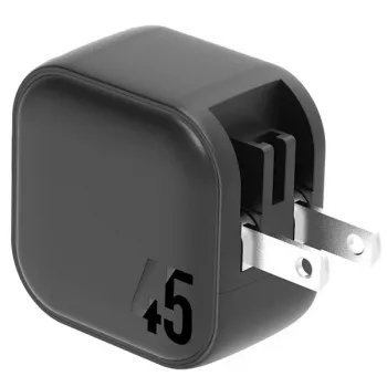ENERGEA Travelite GAN45 45W GaN USB-C Dual Port Travel Charger mit US+EU Adaptern, Schwarz