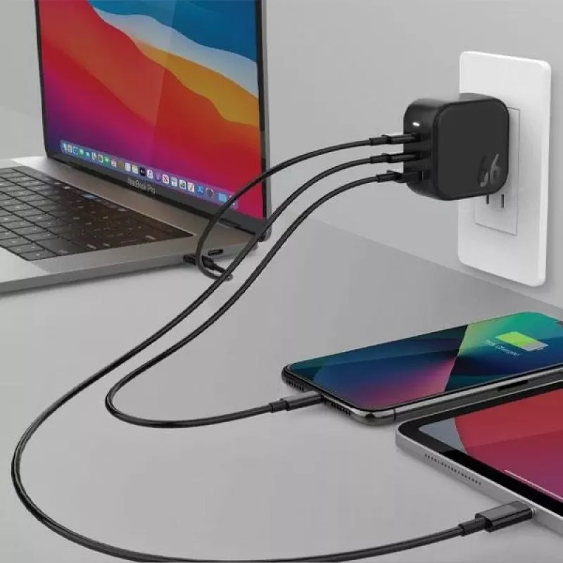 ENERGEA Travelite GAN66 66W GaN USB-C Charger 2C1A Black US+EU