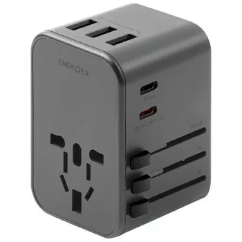 ENERGEA Travelworld 35.5W 3A2C USB-Ladegerät mit US/EU/UK/AU-Steckern, Gunmetal