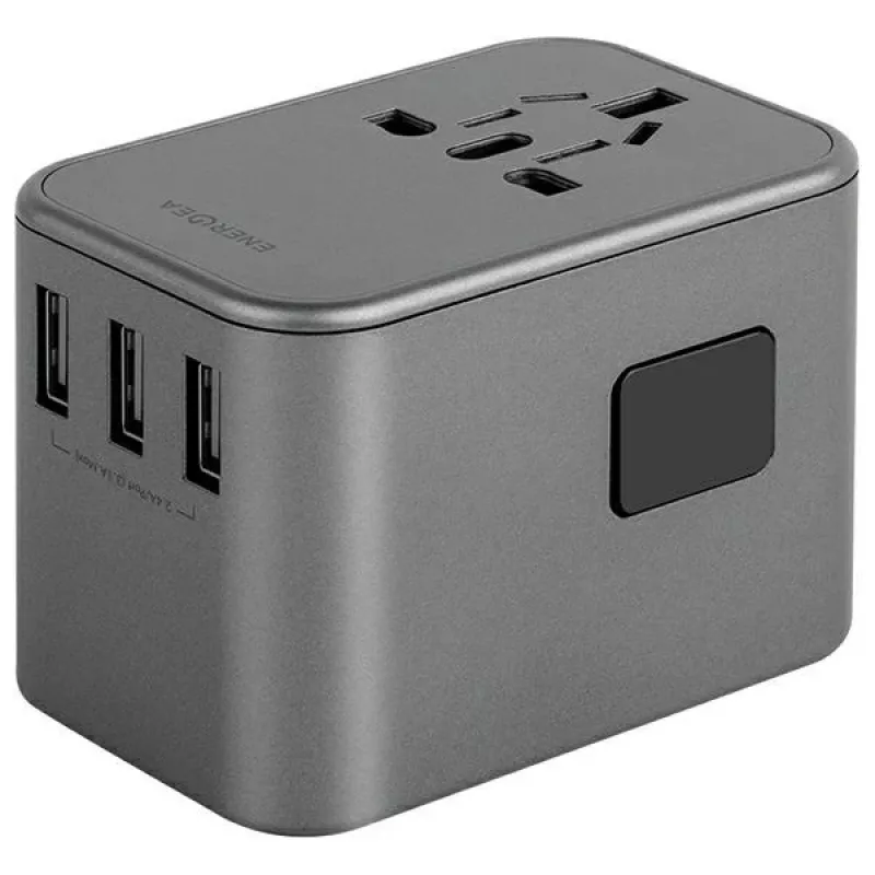 ENERGEA Travelworld 35.5W 3A2C USB-Ladegerät mit US/EU/UK/AU-Steckern, Gunmetal