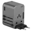 ENERGEA Travelworld Adapter GaN65W 65W 1xUSB-A 2xUSB-C PD PPS QC 3.0 Interchangeable Plugs US/EU/UK Gunmetal Grey