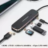 USAMS SJ575HUB01 USB-C Hub 2x USB-A USB-C PD HDMI SD Micro SD Kartenleser Schwarz