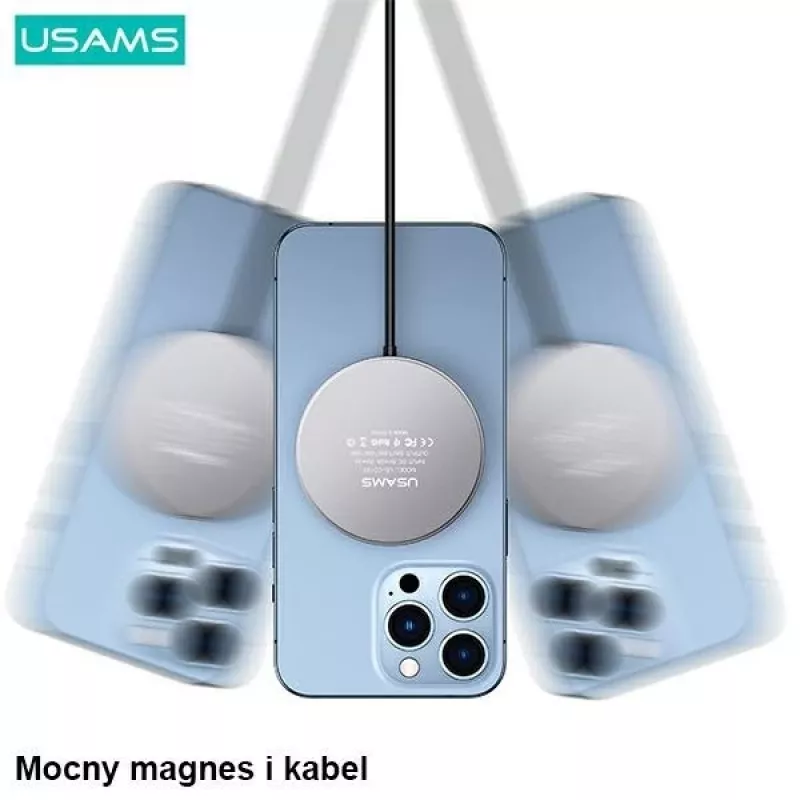 USAMS Magnetisches Wireless-Ladegerät 15W Aluminium Schwarz US-CD183