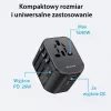 USAMS T59 20W Universal-Reiseladegerät mit 2 USB-A- und 1 USB-C-Anschluss, Schwarz, austauschbare Stecker US/AU/EU/UK