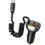 USAMS C37 Auto-Ladegerät 1xUSB-A + 1xUSB-C 60W mit USB-C auf USB-C Kabel 30W PD+QC Schnellladung Schwarz CC192CC01 (US-CC192)
