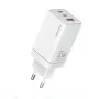 USAMS Sandru Series CC180TC02 GaN 65W USB-C Ladegerät (Weiß) - 2xUSB-C + 1xUSB-A, PD3.0 & QC3.0 Schnellladung, EU-Stecker