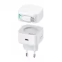 USAMS XMF Series CC202TC02 35W GaN USB-C-Netzladegerät mit einziehbarem USB-C-Kabel, PD+QC, Weiß