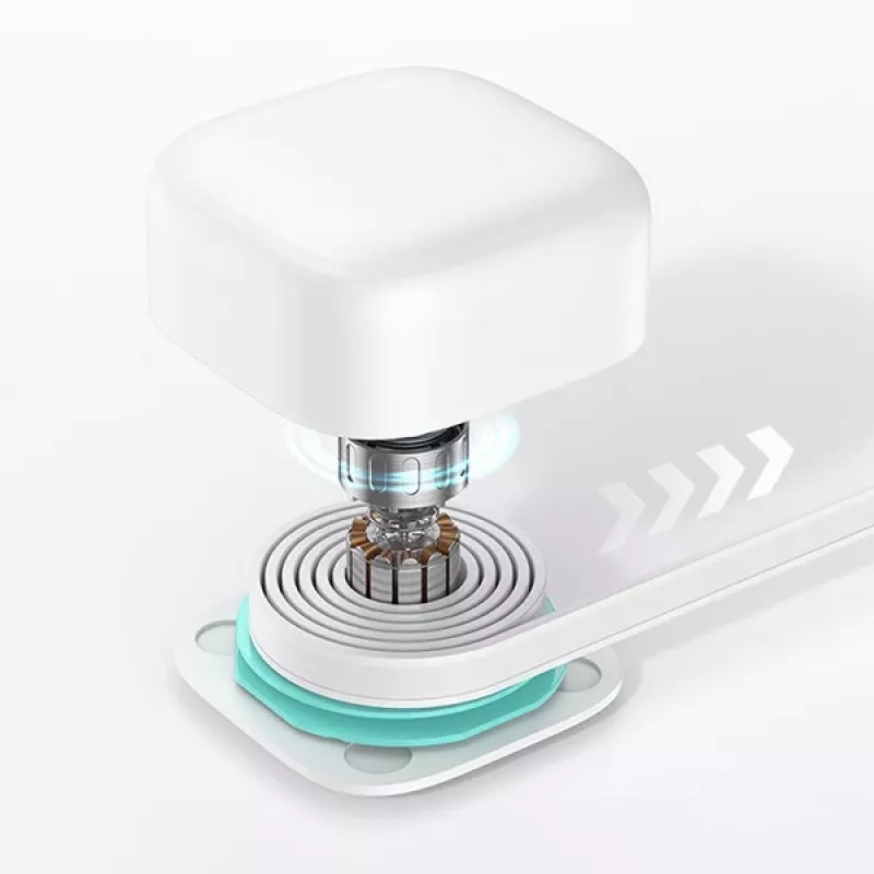 USAMS XMF Series CC202TC02 35W GaN USB-C-Netzladegerät mit einziehbarem USB-C-Kabel, PD+QC, Weiß