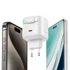 USAMS XMF Series CC209TC01 35W GaN Fast Charger mit einziehbarem USB-C auf Lightning Kabel, Schwarz