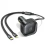 USAMS Autoladegerät mit einziehbarem Kabel 2xUSB-C C41 PD 30W Schnellladung Schwarz CC220CC01 (US-CC220)