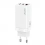 USAMS GaN 65W Fast Charger MT T33 PD 2xUSB-C + USB-A Weiß CC110TC02 (US-CC110)