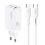 USAMS GaN 65W USB-C Charger MTXLOGTC02 White mit 100W USB-C Kabel