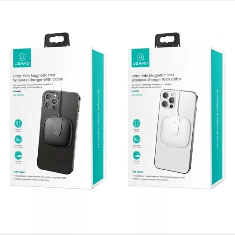 USAMS US-CD153 Magnetisches Ladegerät 15W für iPhone 12/13/14/15 Serie - Weiß