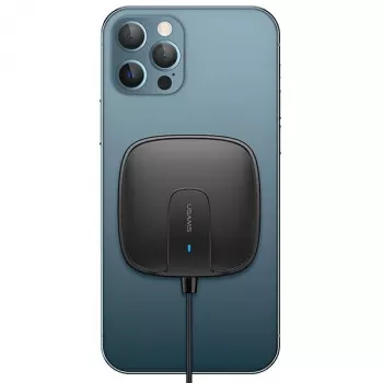 USAMS US-CD159 Magnetisches kabelloses Ladegerät 15W Extra-Dünn für iPhone 12 Serie Schwarz