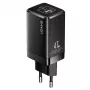 USAMS T41 GaN 47W USB-C+USB-A Fast Charger EU Plug Black