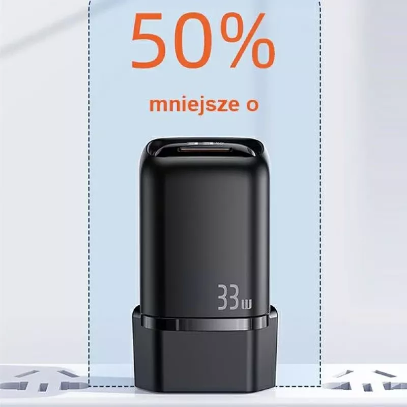 USAMS USB-C + USB-A 33W Fast Charger PD3.0 QC3.0 Schwarz CC152TC01