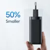 USAMS T47 65W PD Fast Charging Super Si Wall Charger mit 1x USB-C und 1x USB-A, Weiß (CC153TC02)