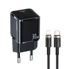 USAMS T45 30W PD3.0 USB-C Fast Charger mit U63 USB-C auf Lightning Kabel, Schwarz, UXTZH01
