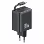 USAMS YC Series GaN 20W USB-C Netzteil mit einziehbarem Kabel, PD+QC Schnellladung, Schwarz (US-CC233)