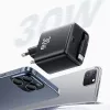 USAMS YC Series CC241TC01 30W GaN USB-C-Netzteil mit einziehbarem USB-C-Kabel, PD+QC-Schnellladung, Schwarz