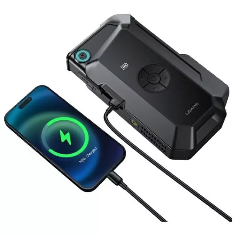 USAMS Jumpstarter Power Bank 8000mAh mit LED-Taschenlampe Schwarz ZB287