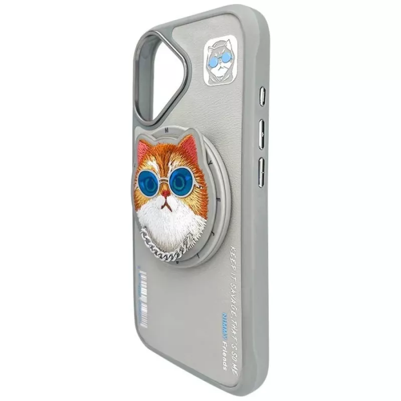 Nimmy Glasses Cool Cat MagSafe Case für iPhone 16, Grau