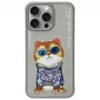 Nimmy Back Cover für Apple iPhone 15 Pro 6,1 inch Grau Glasses Cool Cat