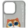 Nimmy Case für iPhone 15 Pro Max 6,7 inch Grau Glasses Cool Cat