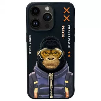 Nimmy Cool&Cute 2.0 Monkey Case für Apple iPhone 15 Pro 6,1 inch Schwarz