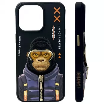 Nimmy Cool&Cute 2.0 Monkey Case für Apple iPhone 15 Pro 6,1 inch Schwarz