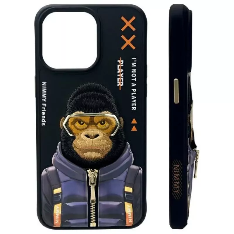 Nimmy Cool&Cute 2.0 Monkey Case für Apple iPhone 15 Pro 6,1 inch Schwarz
