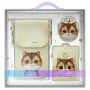 Nimmy 3-in-1 Handytasche, Geldbörse & Locator-Etui Set - Khaki - Big Eyed Pet 2.0 Cat