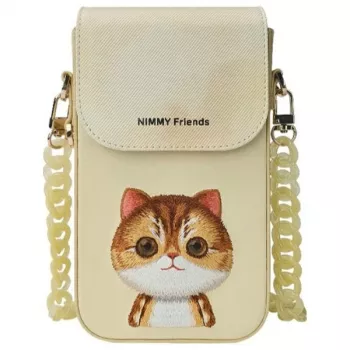 Nimmy 3-in-1 Handytasche, Geldbörse & Locator-Etui Set - Khaki - Big Eyed Pet 2.0 Cat