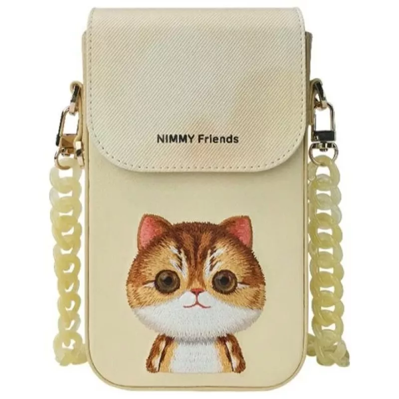 Nimmy 3-in-1 Handytasche, Geldbörse & Locator-Etui Set - Khaki - Big Eyed Pet 2.0 Cat