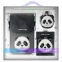 Nimmy 3-in-1 Set: Handytasche + Geldbörse + Tracker-Hülle, Schwarz, Big Eyed Pet 2.0 Panda